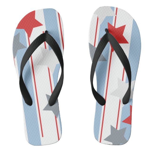 Cute Patriotic Stars and Vertical Stripes Flip Flops (Footbed)