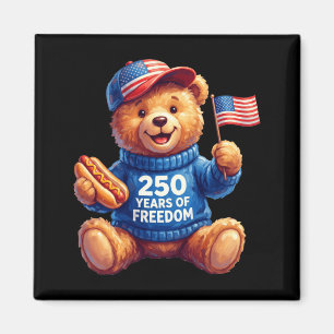 Cute Patriotic Teddy Bear 250 Years Of Dom 4th Of Magnet