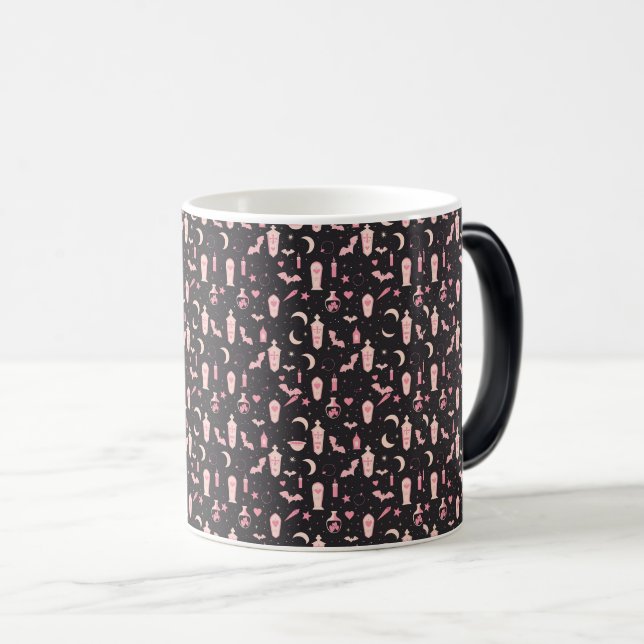 Cute pattern black and pink vampire witchcraft magic mug (Front Right)