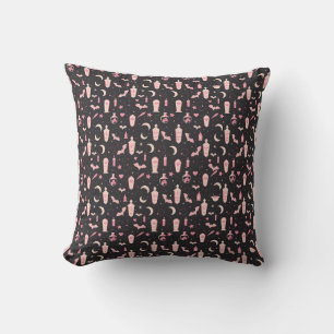 Cute pattern black and pink vampire witchcraft throw pillow