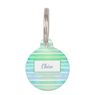 Cute Pattern Colorful Stripes Pink Blue Greeny Pet Tag