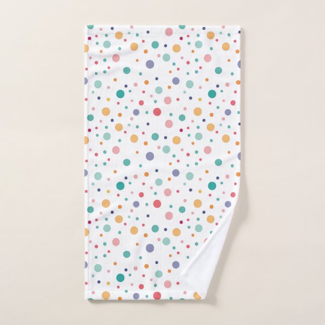 cute pattern colourful circles polka dots  hand towel (Hand Towel)