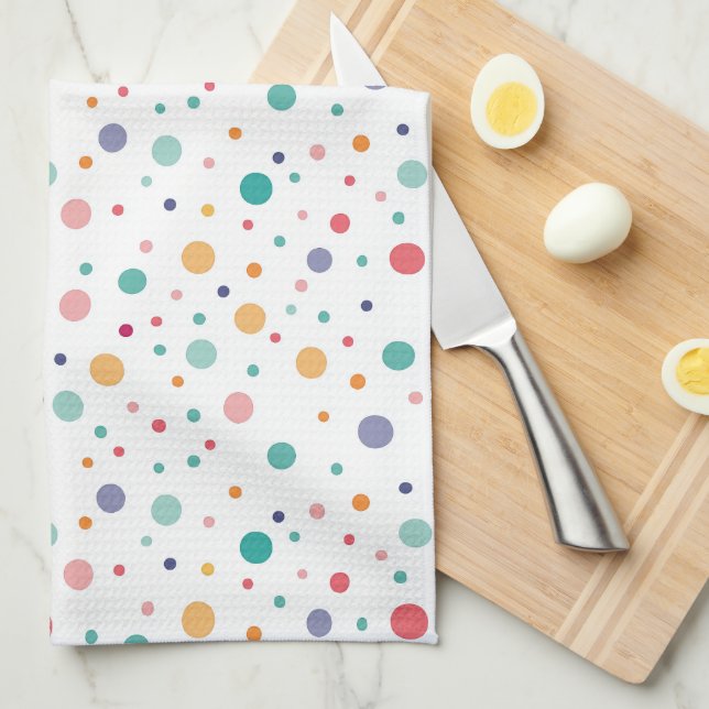 cute pattern colourful circles polka dots  kitchen towel (Quarter Fold)