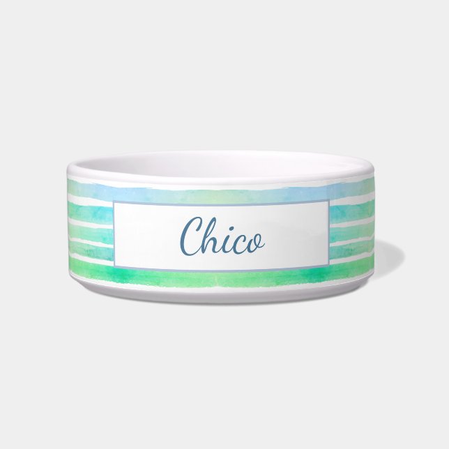 Cute Pattern Colourful Stripes Blue Greeny Bowl (Front)
