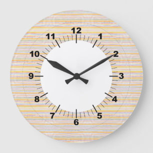 Cute Pattern Colourful Stripes Blue Orange Large Clock