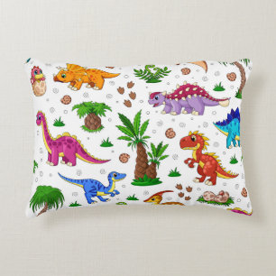Cute Pattern Dinosaurs Trendy Cartoon Dino Accent Pillow