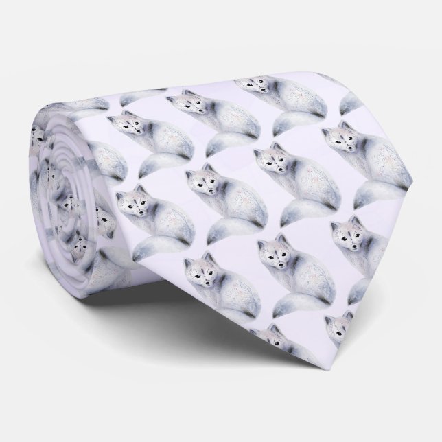 Cute Pattern - Nordic Fox with Floral Markings Tie (Rolled)