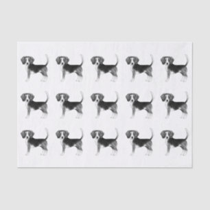 Cute Pattern Of A Beagle Dog In Black And White Tissue Paper