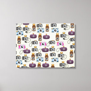 Cute Pattern of Cameras Canvas Print