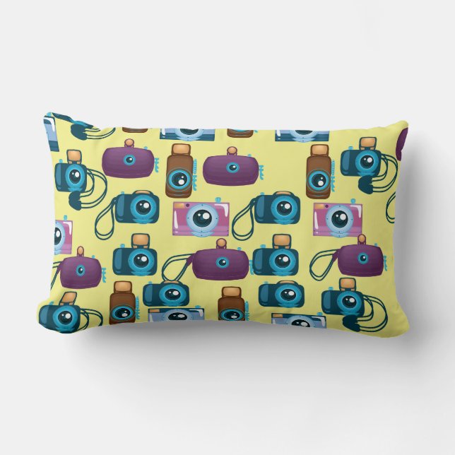 Cute Pattern of Cameras Lumbar Pillow (Front)
