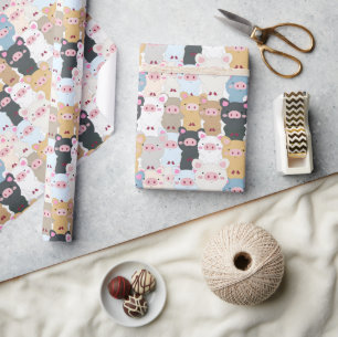 Cute Pattern of Pigs Wrapping Paper