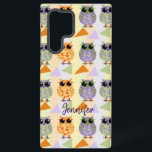 Cute Pattern Owls Case-Mate Samsung Case<br><div class="desc">The cute owls on this Case are decorated with geometric patterns. The background has very soft pastel stripes. The colours are green,  purple,  yellow and orange</div>