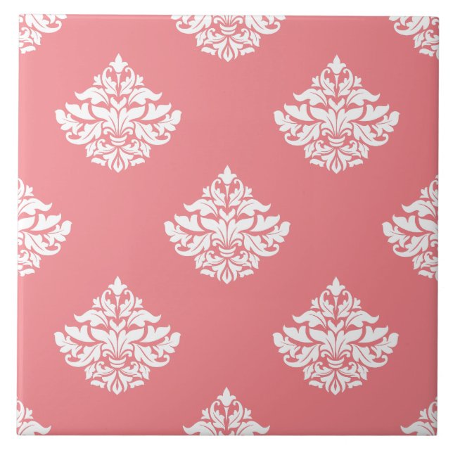 Cute pattern Victorian beautiful artistic pink Tile (Front)