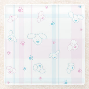 Cute pattern with dogs glass coaster
