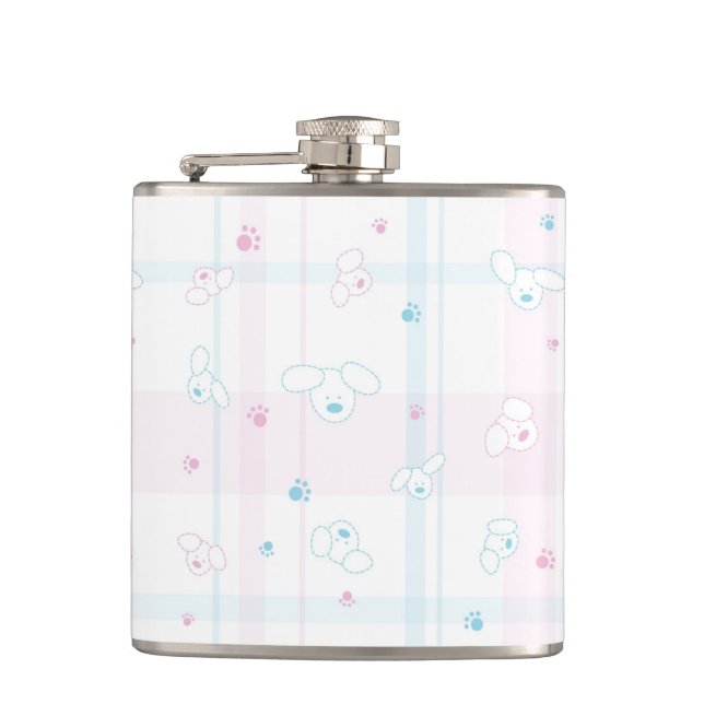 Cute pattern with dogs hip flask (Front)