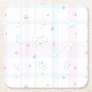 Cute pattern with dogs square paper coaster