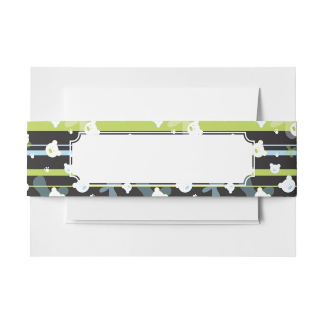 Cute pattern with little bears invitation belly band (Front Example)