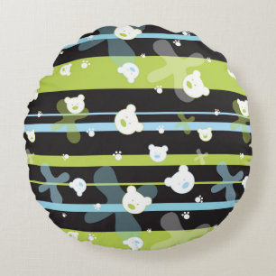 Cute pattern with little bears round pillow