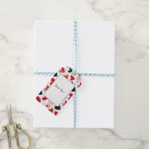 cute pattern with painted hearts watercolor  gift tags