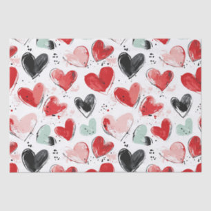 cute pattern with painted hearts watercolor  tissue paper