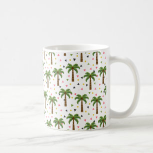 Cute pattern with palm trees and geometric shapes coffee mug