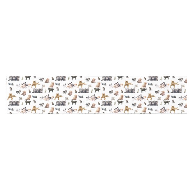 Cute pattern with photographs of Cats and kittens Short Table Runner (Horizontal)