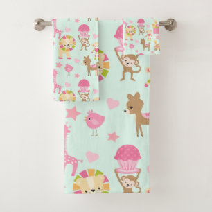 Cute Pattern with Whimsical Animals & Toys Bath Towel Set
