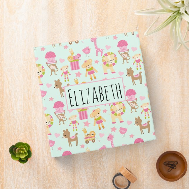 Cute Pattern with Whimsical Animals & Toys Binder (In Situ)