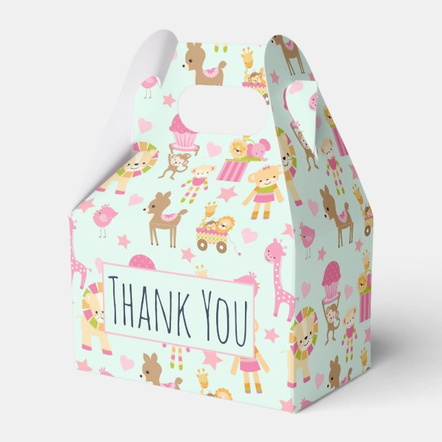 Cute Pattern with Whimsical Animals & Toys Favor Box (Front Side)