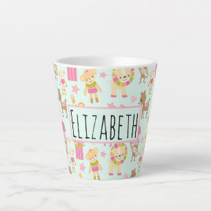 Cute Pattern with Whimsical Animals & Toys Latte Mug