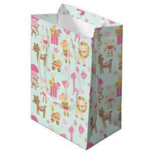 Cute Pattern with Whimsical Animals & Toys Medium Gift Bag