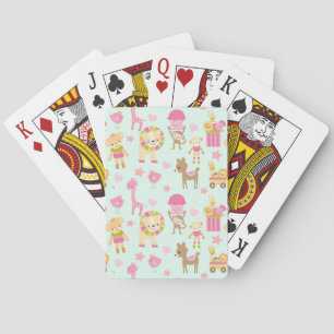 Cute Pattern with Whimsical Animals & Toys Playing Cards