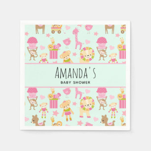 Cute Pattern with Whimsical Animals & Toys Shower Napkin