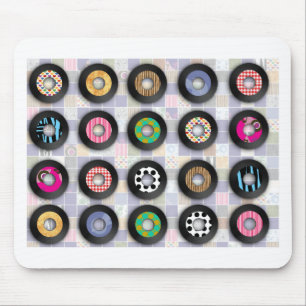 Cute Patterned 45 Records Mouse Pad