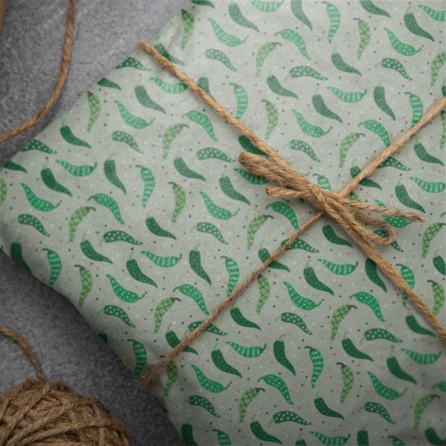 Cute Patterned Chile Peppers on Green Tissue Paper (Creator Uploaded)