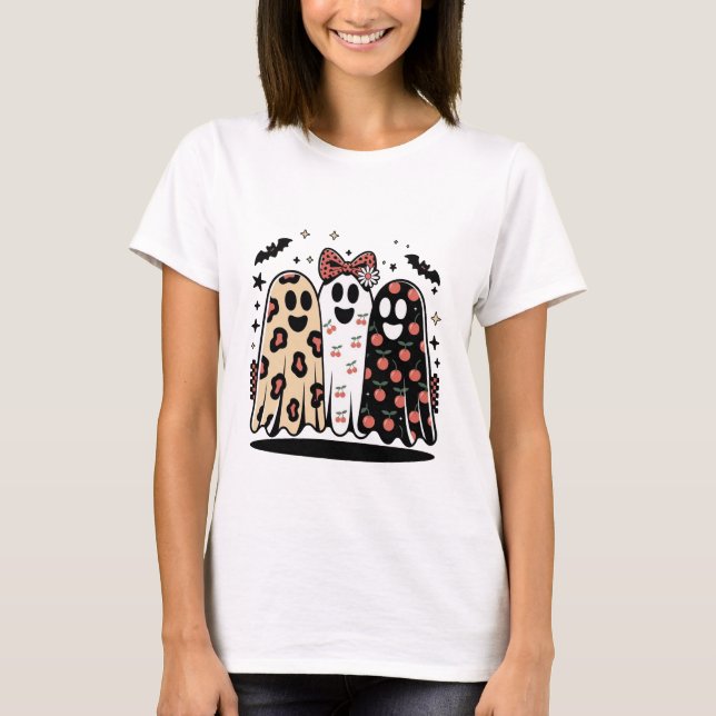 Cute Patterned Ghost Spooky Halloween Tshirt (Front)