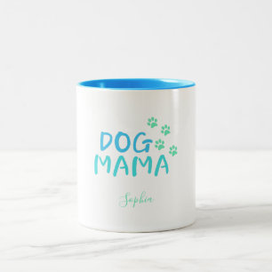 Cute Paw and Dog MAMA Typography   Two-Tone Coffee Mug