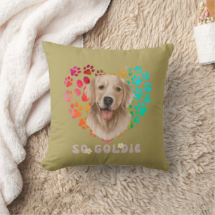 Cute paw Heart golden Dog Breed Proud Animal Lover Throw Pillow