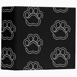 Cute Paw Print Animal Dog Lover White Line Contour Binder