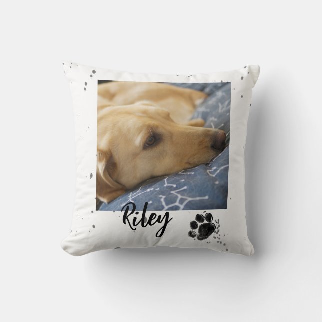 cute paw print custom add your own photo  throw pillow (Front)