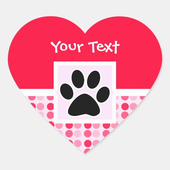 Cute Paw Print Heart Sticker (Front)