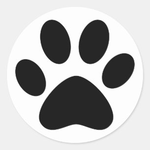 Cute Paw Print Pet Cat Dog Simple Black White Classic Round Sticker