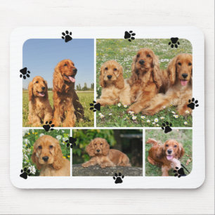 Cute Paw Prints 5 Pet Photos Mouse Pad