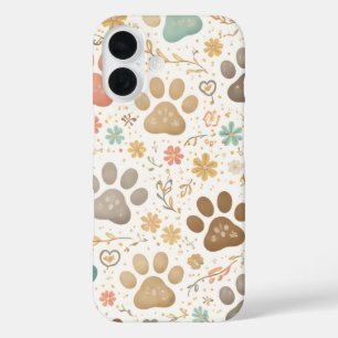 Cute Paw Prints iPhone 16 Case
