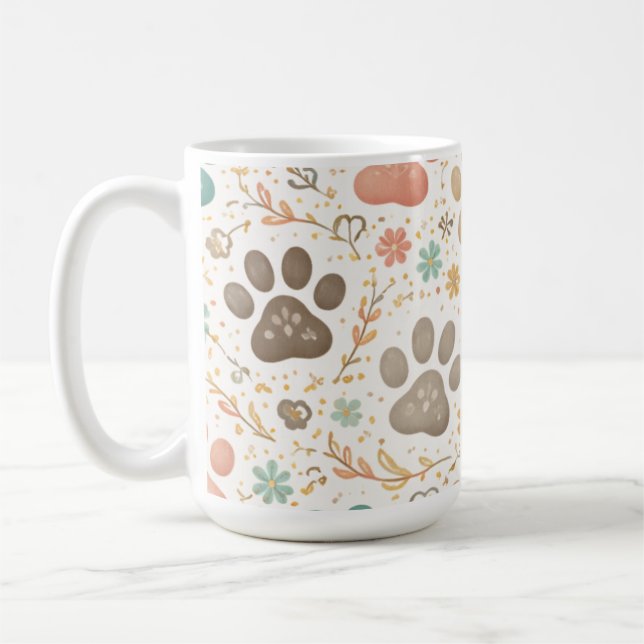 Cute Paw Prints Coffee Mug (Left)