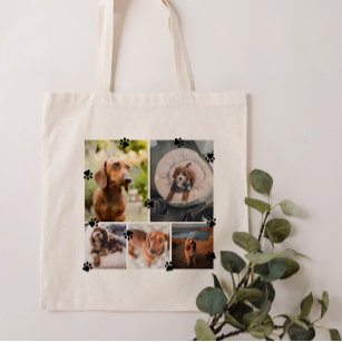 Cute Paw Prints Five Pet Photos Tote Bag