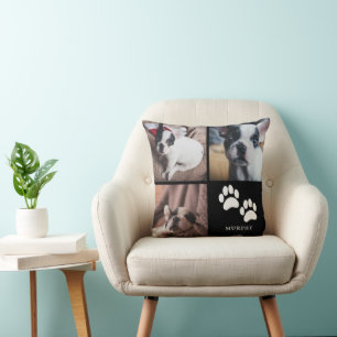 Cute Paw Prints   Pet Photo Collage Throw Pillow