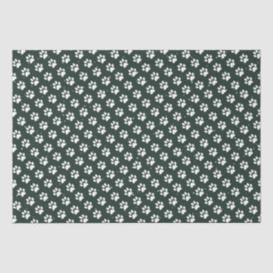 Cute Paw Prints Snow Green Birthday Christmas Tissue Paper