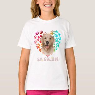 Cute paw Rainbow gradient Heart golden Dog Pet T-Shirt