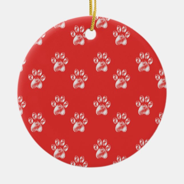 Cute Paws Ceramic Ornament (Front)